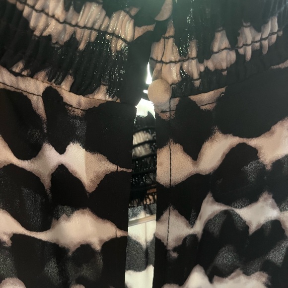 Small black Cream Allison Joy long dress. Elastic waist two button neck closure. - Picture 2 of 8